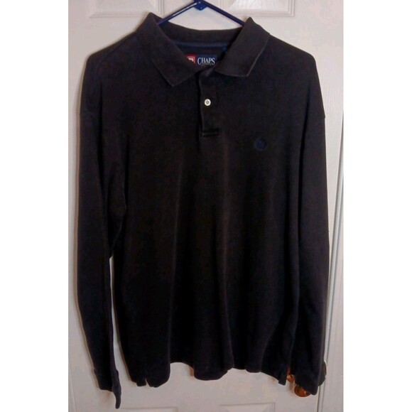 Men's Chaps Black Pull Over Long Sleeve Polo Style Shirt XL - Picture 1 of 5